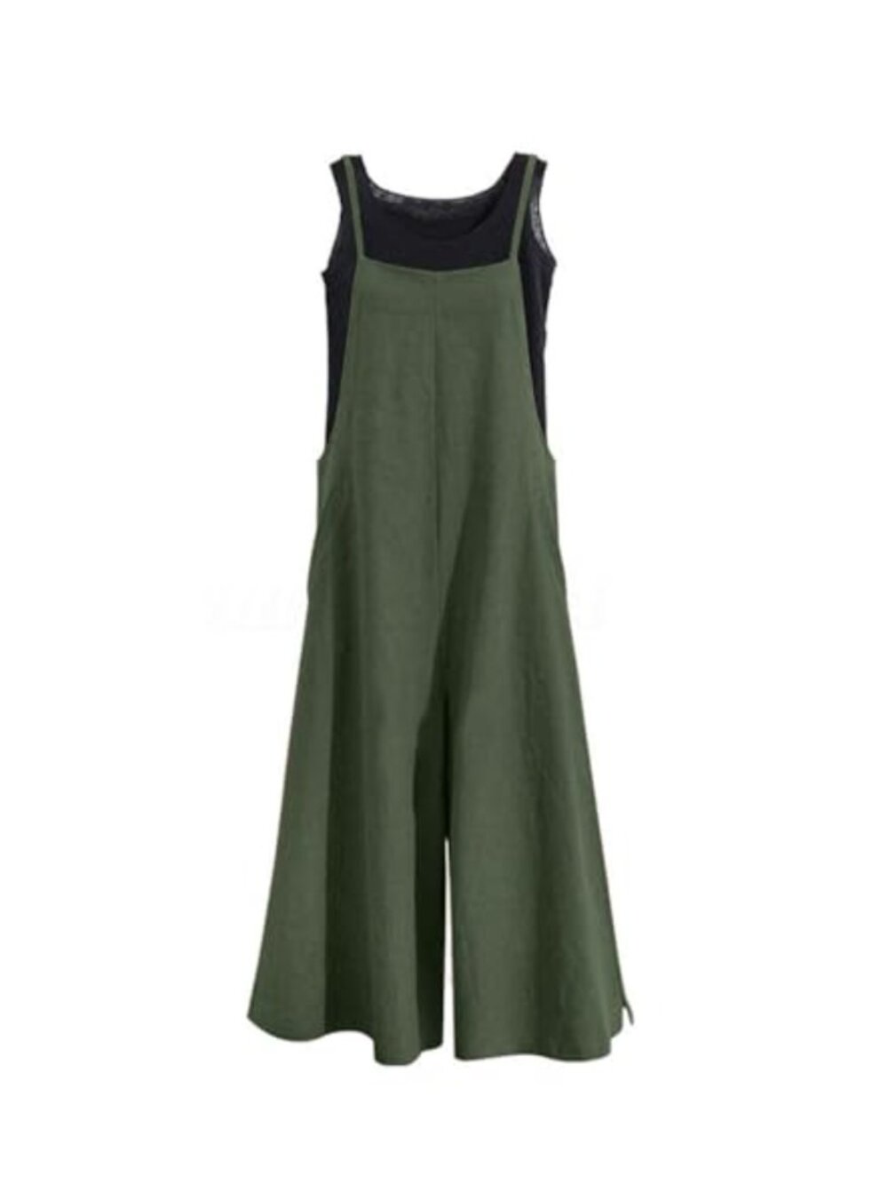 Wide Leg Cotton Jumpsuit with Pockets Casual Loose Romper